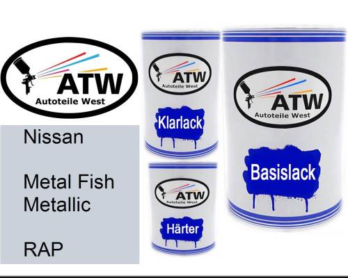 Nissan, Metal Fish Metallic, RAP: 500ml Lackdose + 500ml Klarlack + 250ml Härter - Set, von ATW Autoteile West.